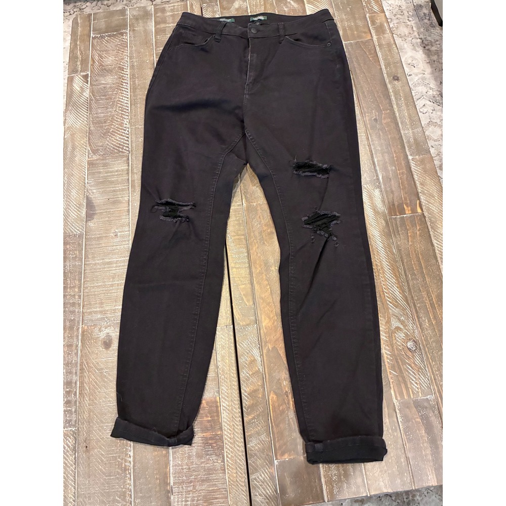 Wild Fable Womens‎ Highest Rise Curvy Skinny Distressed Black Jeans Size 12